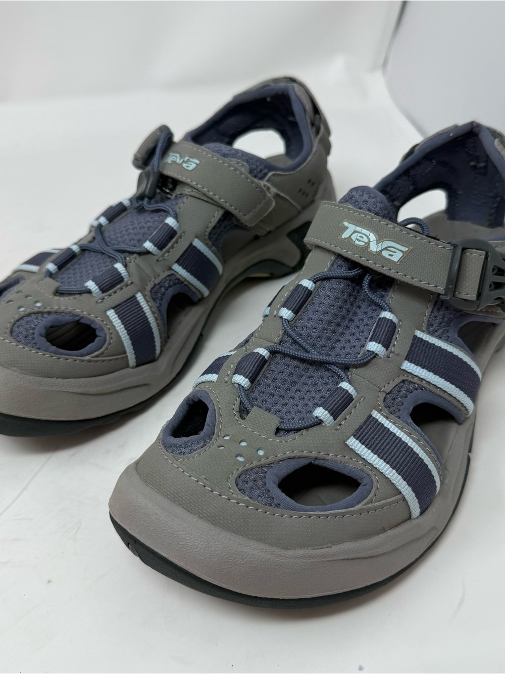 Teva Omnium Womens size 8 Hiking Sandals Blue Grey Closed Toe Water Shoes - Picture 6 of 6